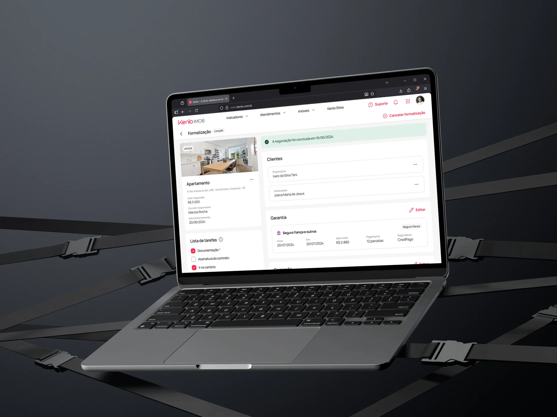 Interface do sistema de formalização da Kenlo