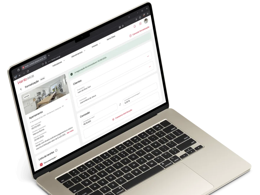 Tela do projeto de formalização da Kenlo mostrando interface de gestão de contratos